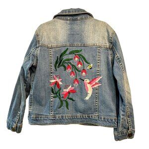 COTTONON Kids Hummingbird Jean Jacket Girls 6 Denim Embroidered Bee Cotton On
